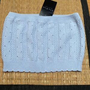 Ella Blue knit tube top in arctic blue size M